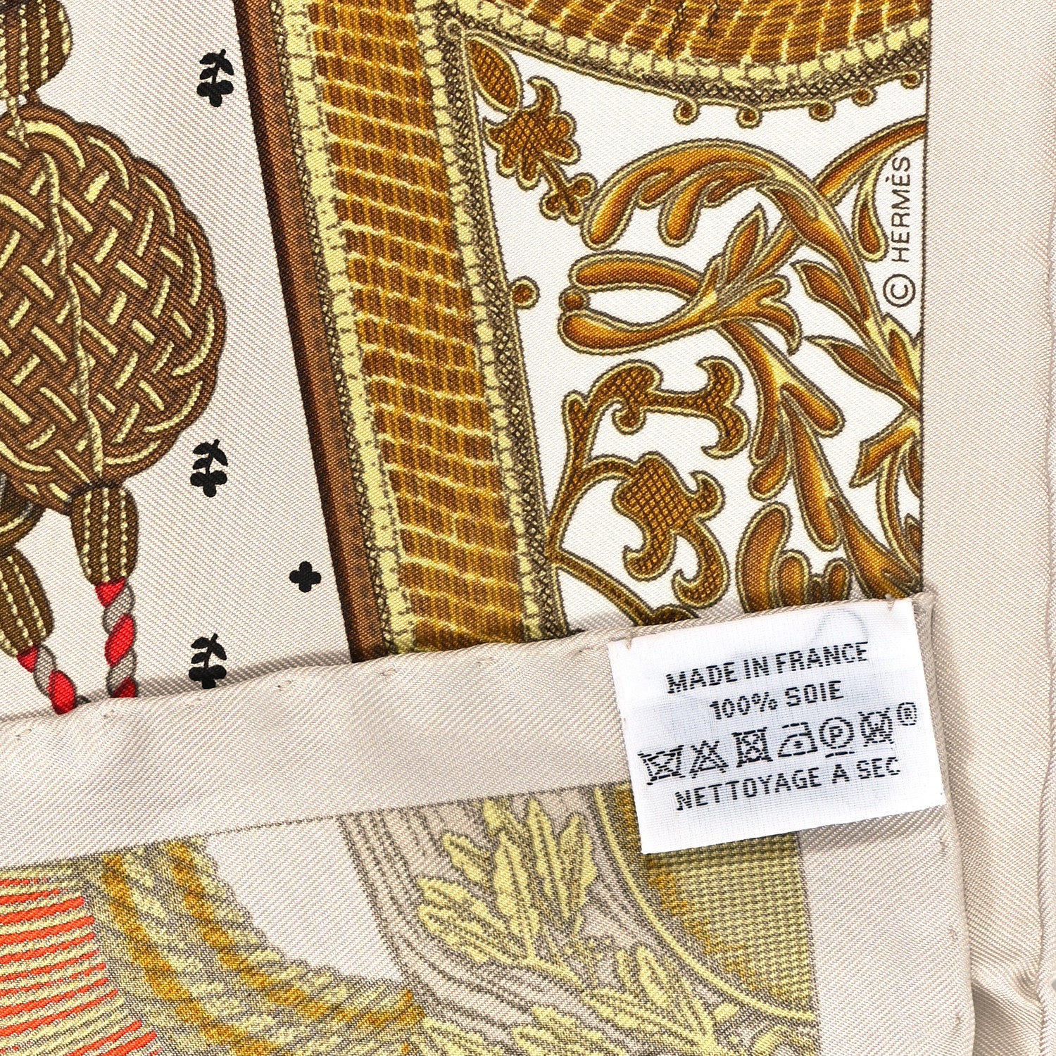 Hermes Silk Poste et Cavalerie Detail Scarf 45 Mastic Orange Mord 3 of 3