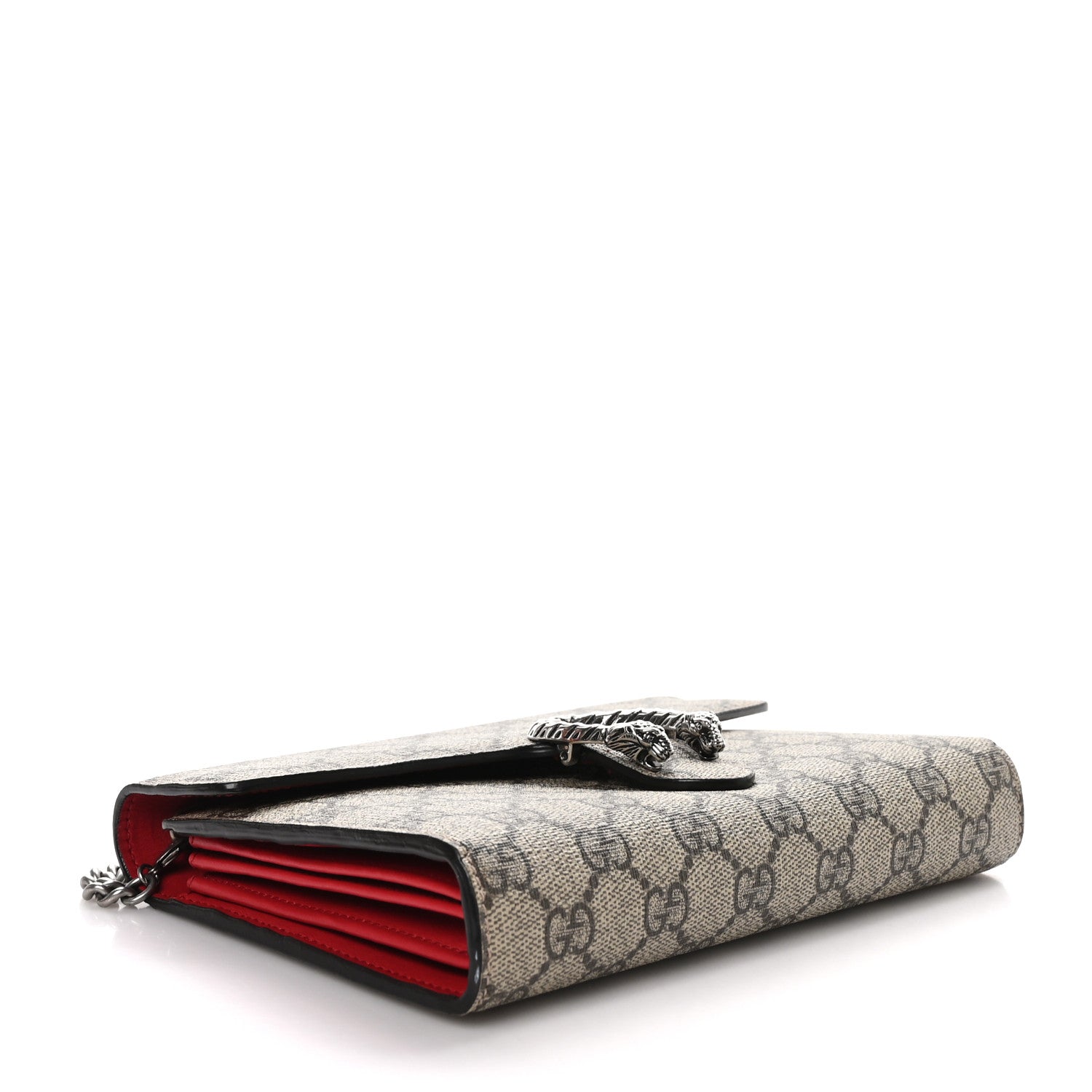 Gucci GG Supreme Monogram Mini Dionysus Chain Wallet Beige Vulcanic Red 4 of 12