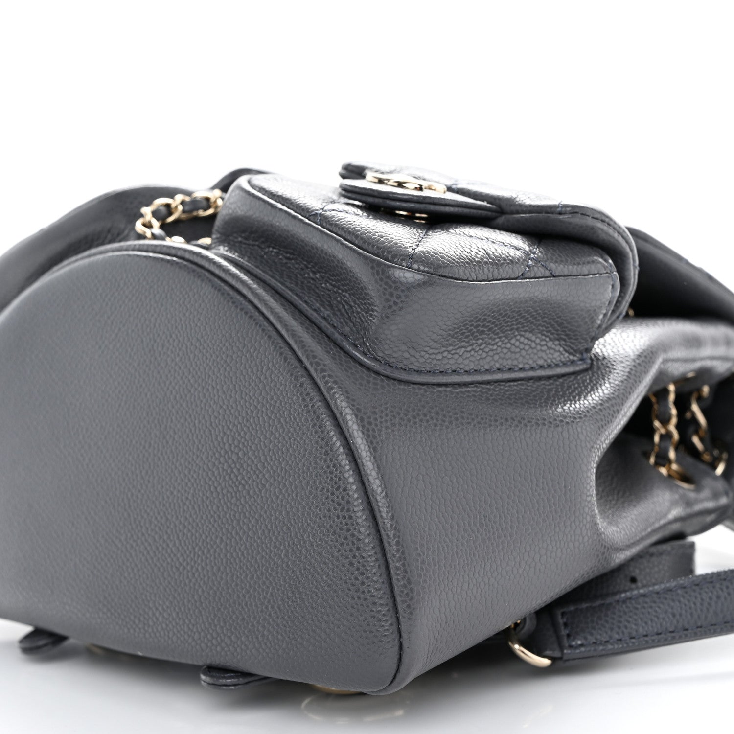 Chanel Shiny Caviar Quilted Small Duma Pockets Drawstring Backpack Grey 10 of 10