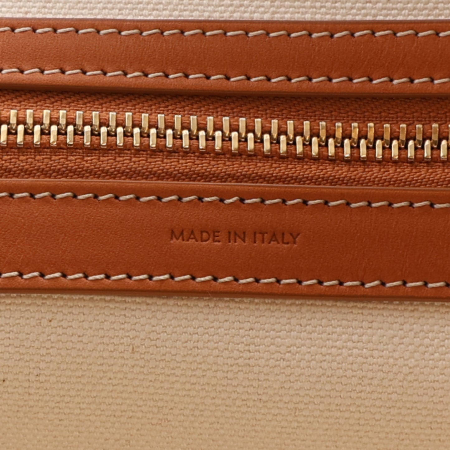Canvas Calfskin Horizontal Cabas Natural Tan