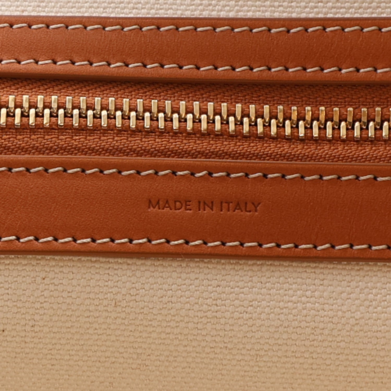 Celine Canvas Calfskin Horizontal Cabas Natural Tan 6 of 10