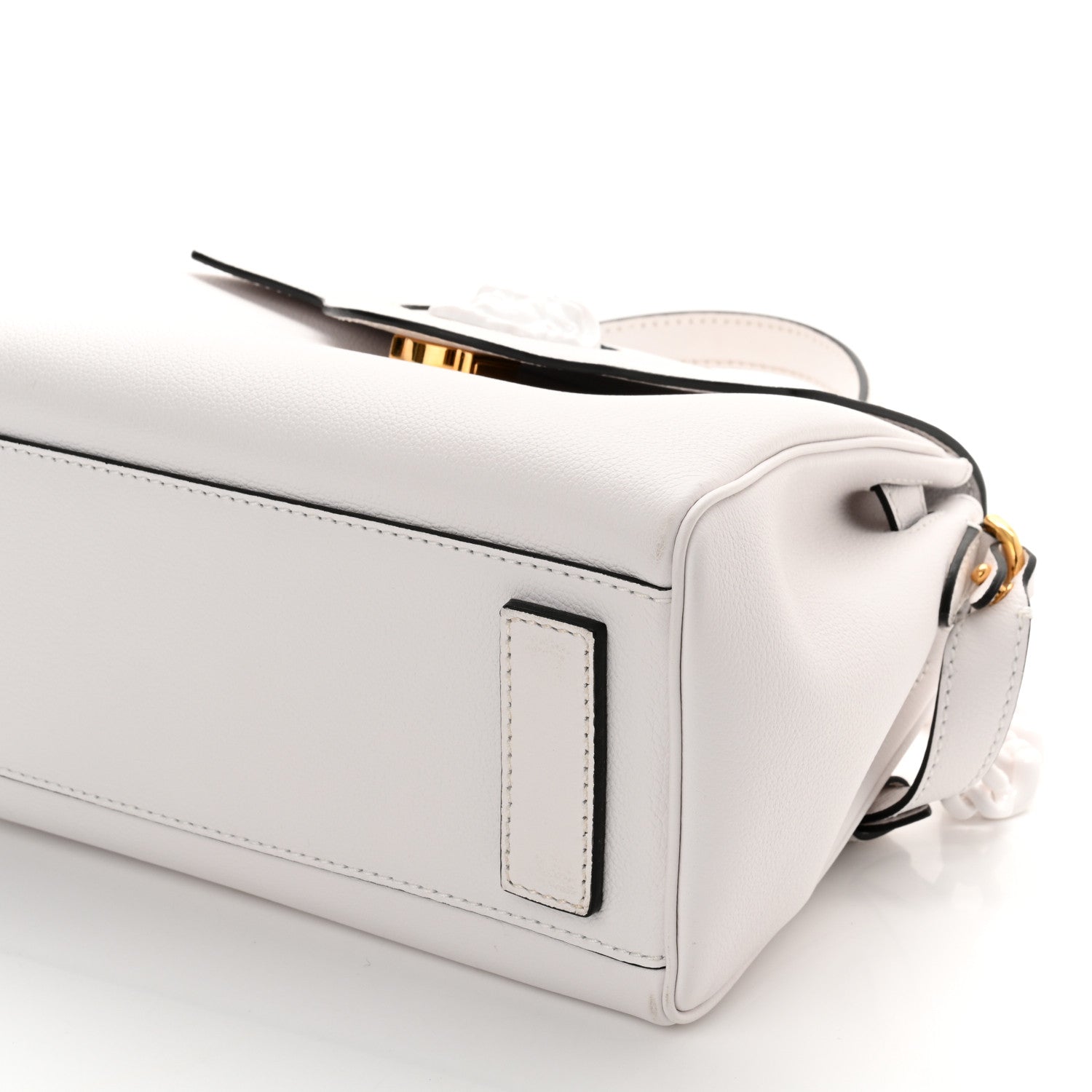 Versace Calfskin Medium La Medusa Top Handle Handbag Optical White 9 of 10