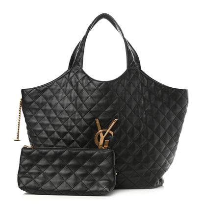Saint Laurent Lambskin Quilted Maxi Icare Shopping Tote Black 1 of 10
