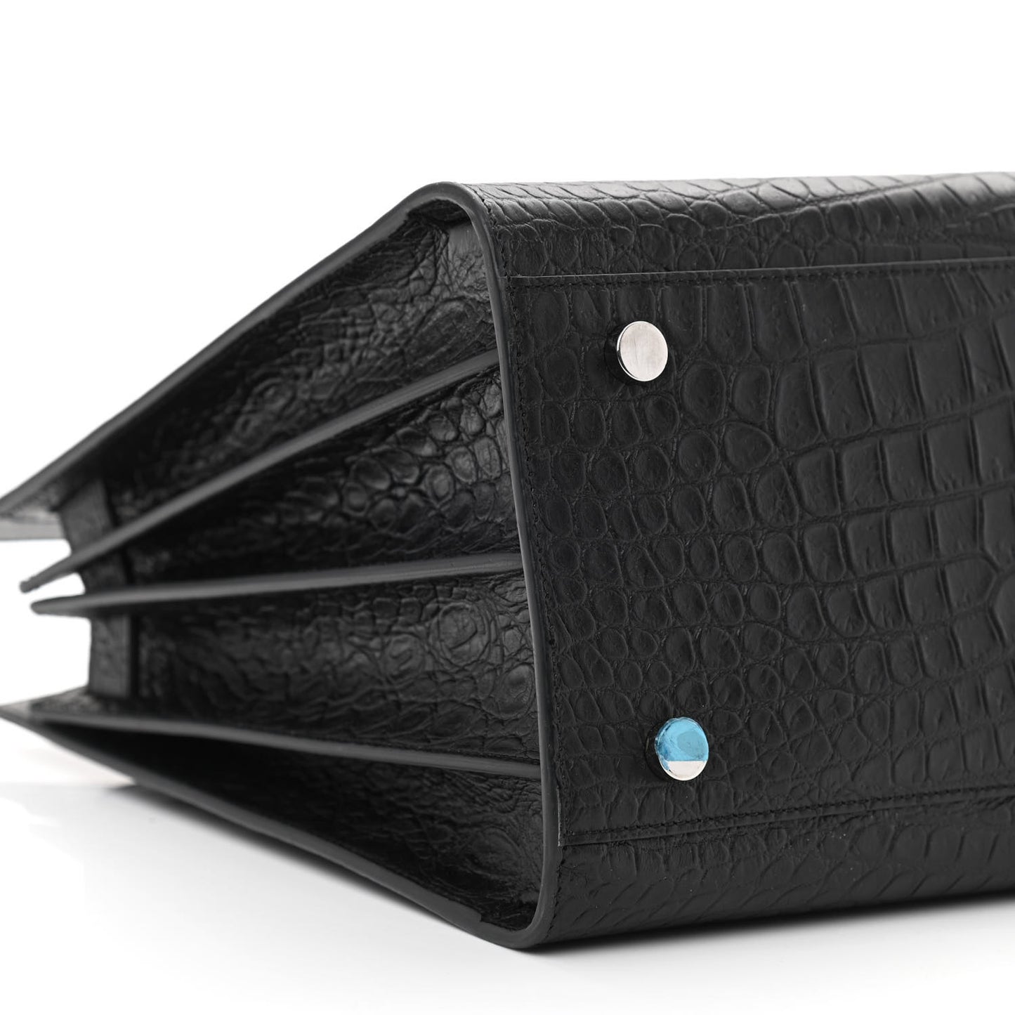 Calfskin Crocodile Embossed Small Sac de Jour Black