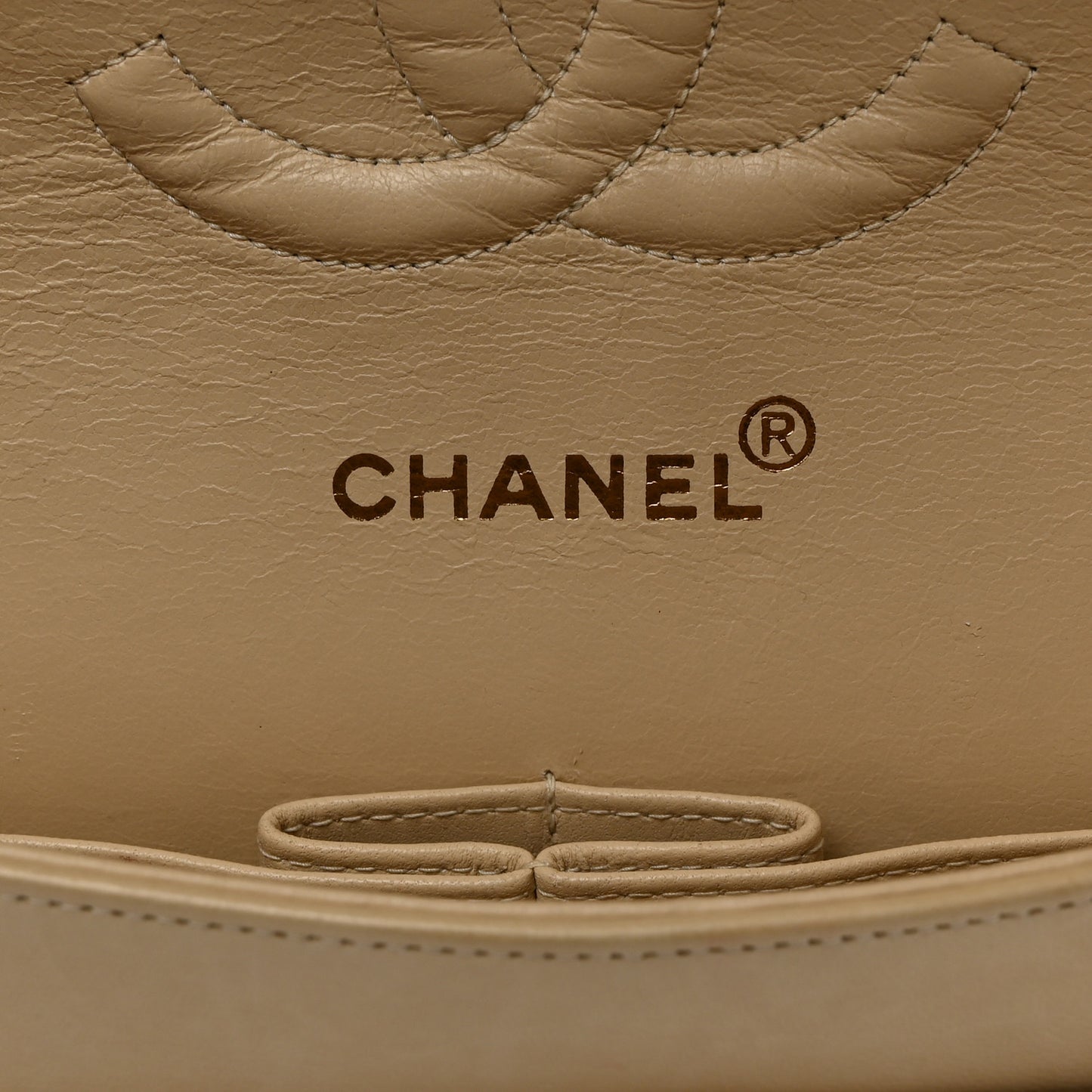 Lambskin Quilted Medium Double Flap Beige
