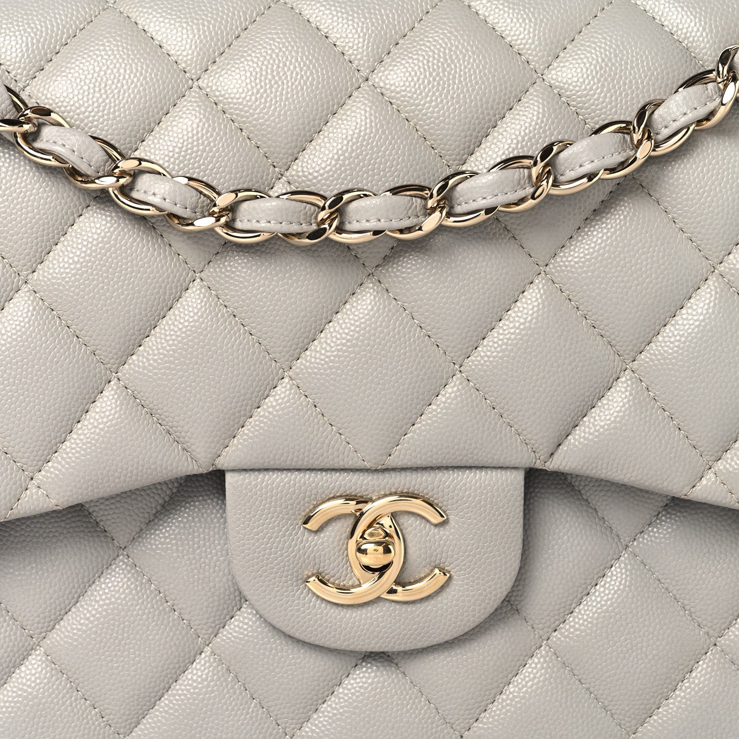 Chanel Caviar Quilted Jumbo Double Flap Grey 8 of 10