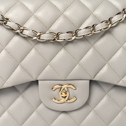 Chanel Caviar Quilted Jumbo Double Flap Grey 8 of 10
