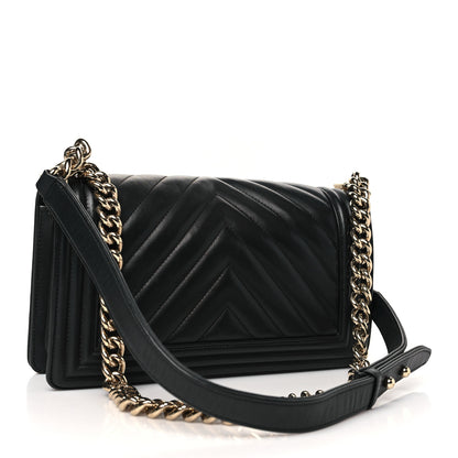 Chanel Lambskin Chevron Quilted Medium Boy Flap Black 3 of 10