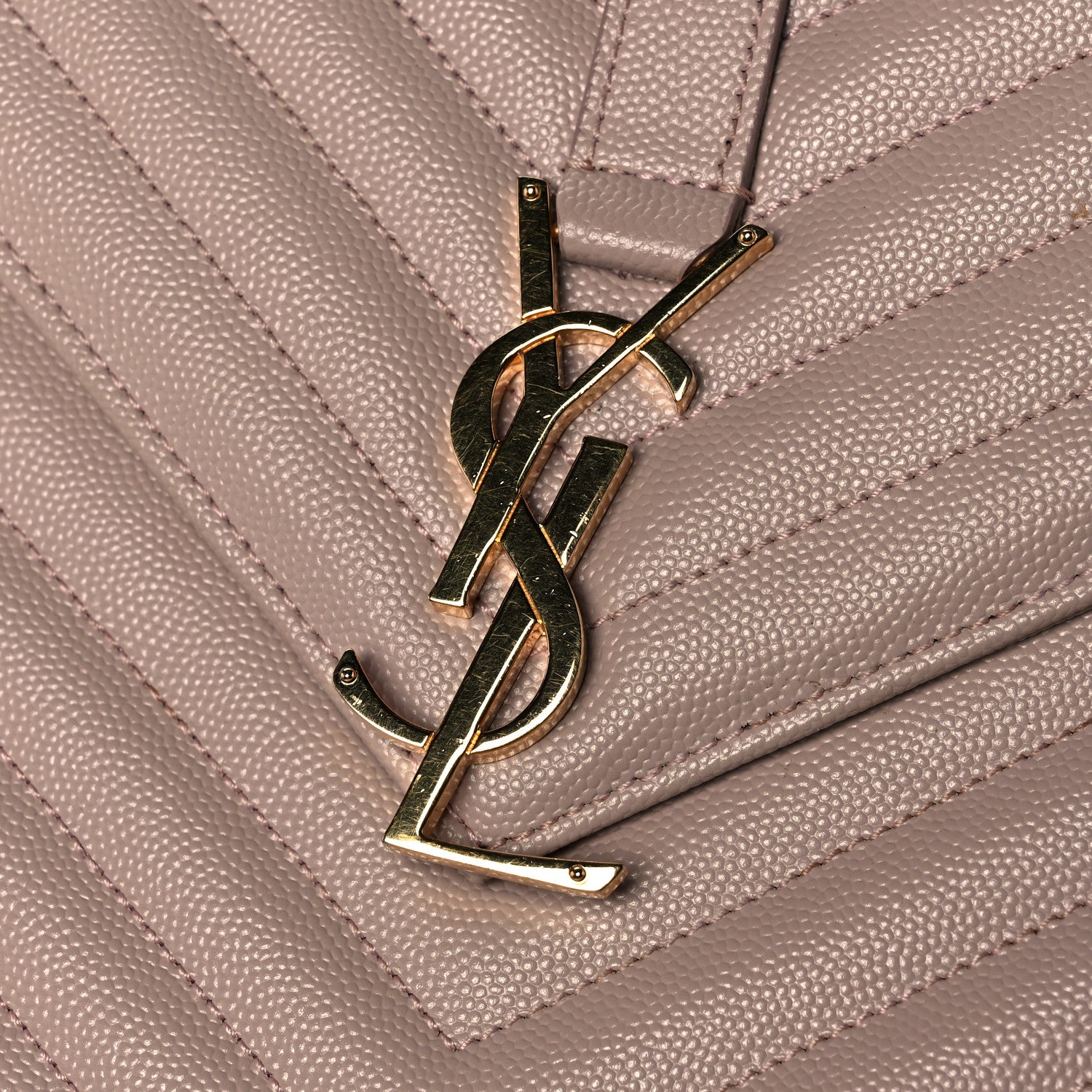 Saint Laurent Grain De Poudre Matelasse Chevron Large Monogram Satchel Nude Powder 9 of 9