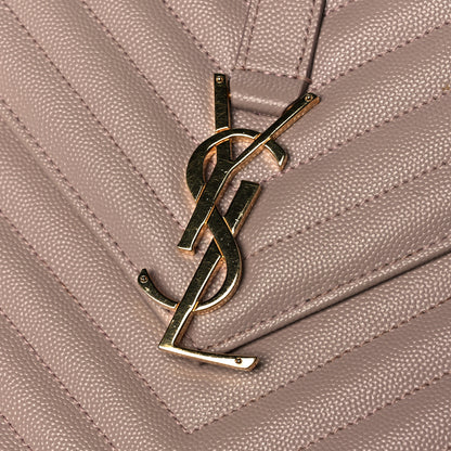 Saint Laurent Grain De Poudre Matelasse Chevron Large Monogram Satchel Nude Powder 9 of 9
