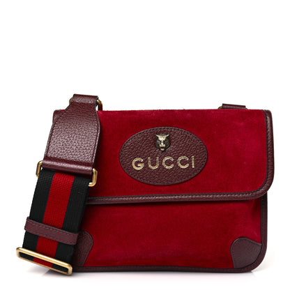 Gucci Suede Web Small Neo Vintage Double Flap Messenger Bag Romantic Cherry Chardonnay 1 of 9