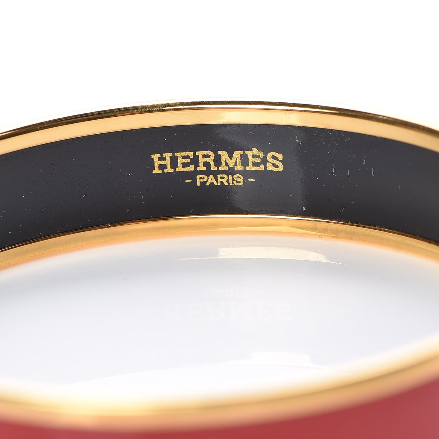 Enamel Printed Wide Caleche Bracelet 65 Rouge H
