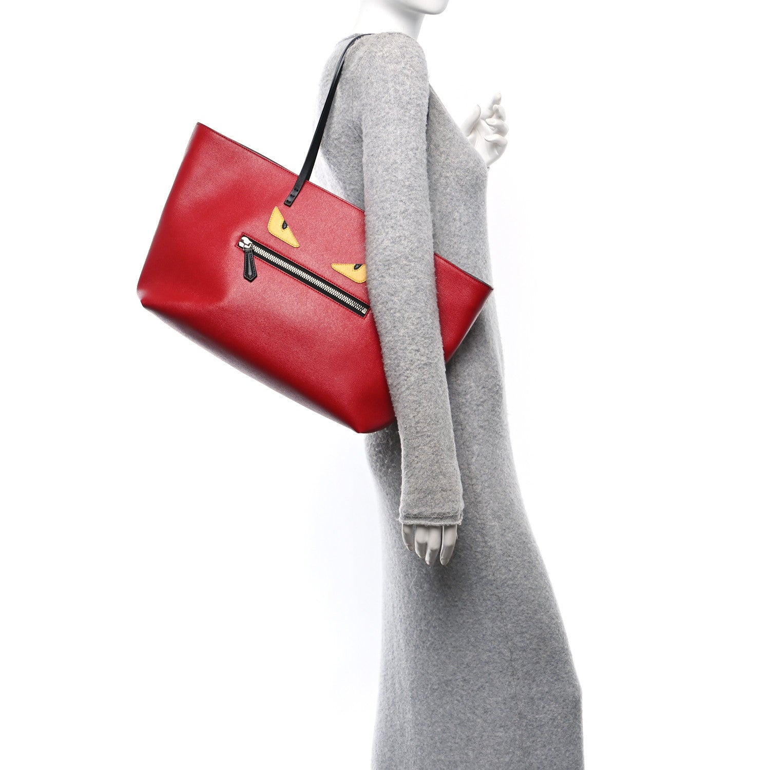 Fendi Vitello Elite Cuoio Monster Buggies Medium Roll Tote Mattone Black Multicolor Lavagna 3 of 12