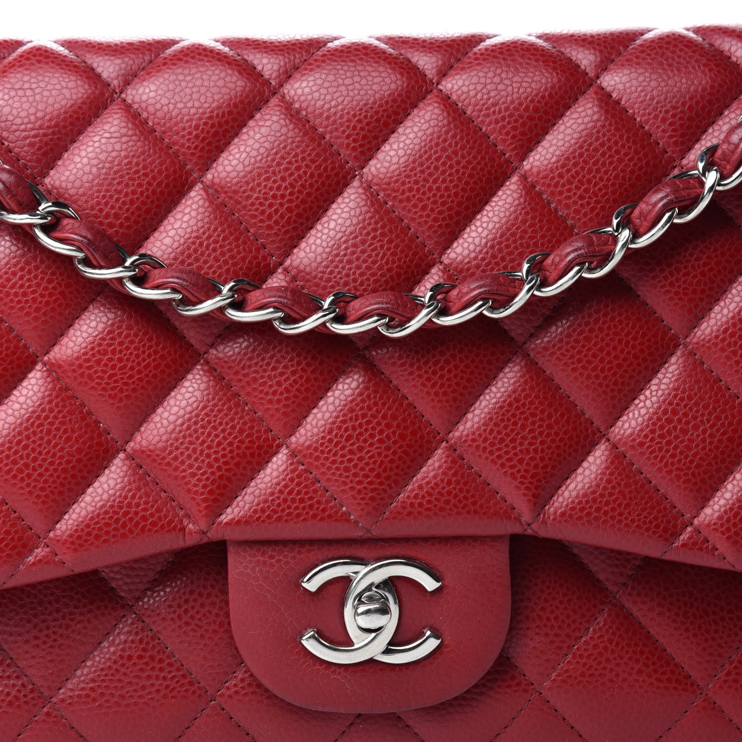Chanel Caviar Quilted Jumbo Double Flap Dark Red 13 of 13
