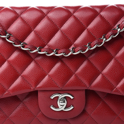 Chanel Caviar Quilted Jumbo Double Flap Dark Red 13 of 13