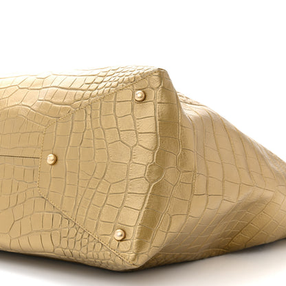 Chanel Calfskin Crocodile Embossed Large Cocodile Shopping Tote Gold 10 of 10