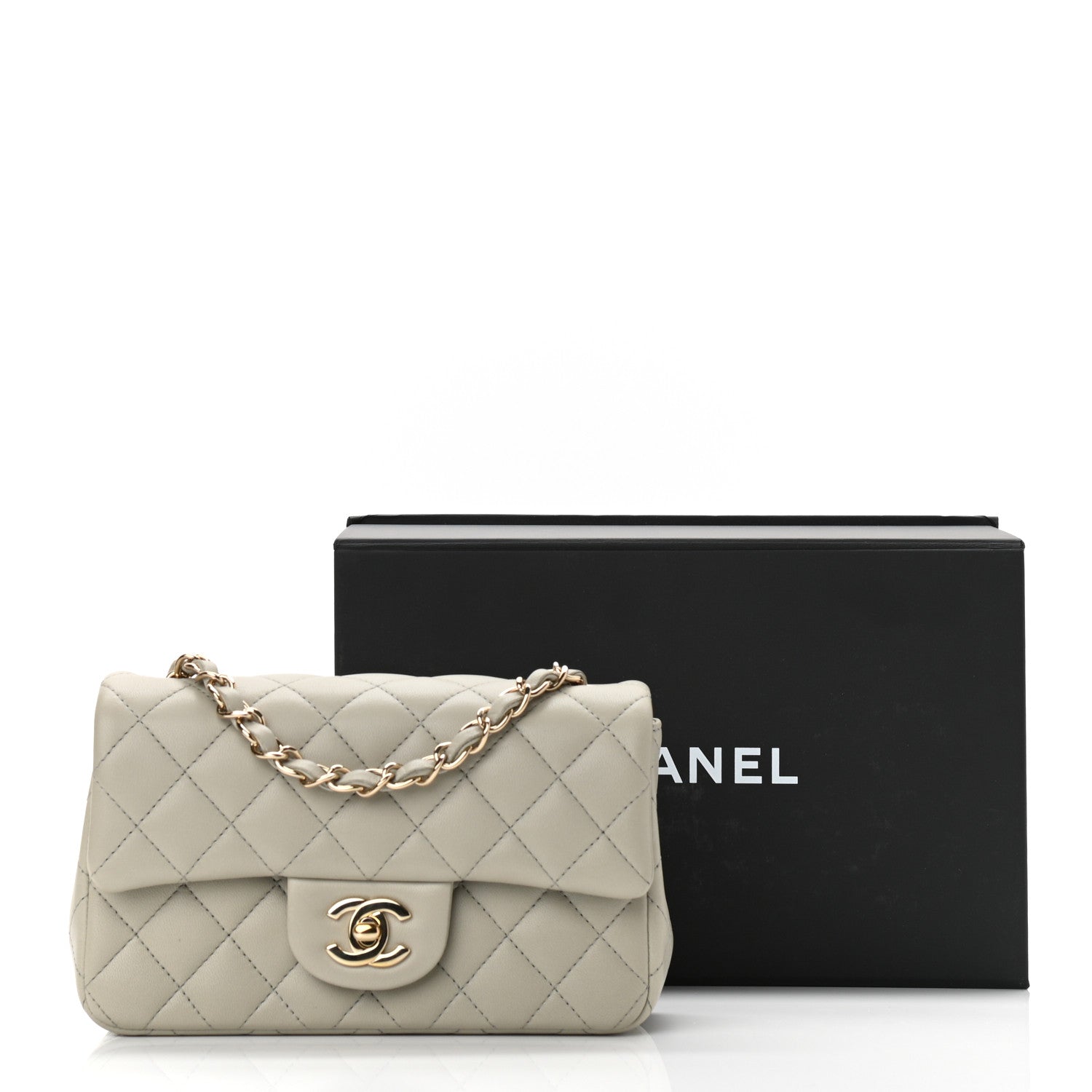 Chanel Lambskin Quilted Mini Rectangular Flap Grey 12 of 12