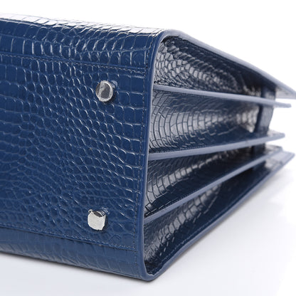 Saint Laurent Calfskin Crocodile Embossed Small Sac De Jour Denim 11 of 11
