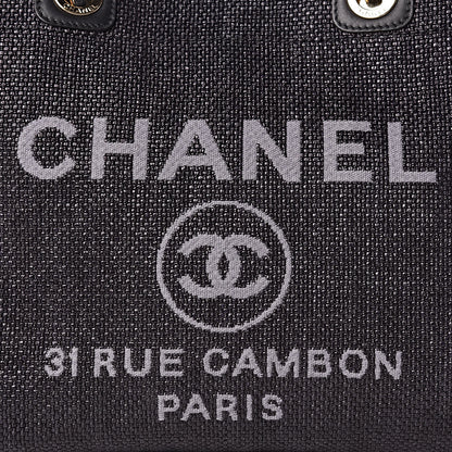 Chanel Woven Straw Raffia Small Deauville Tote Black 7 of 11