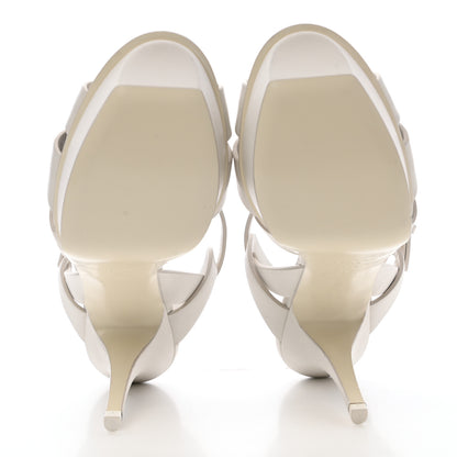 Saint Laurent Calfskin Tribute 75 Platform Sandals 39 White 5 of 10