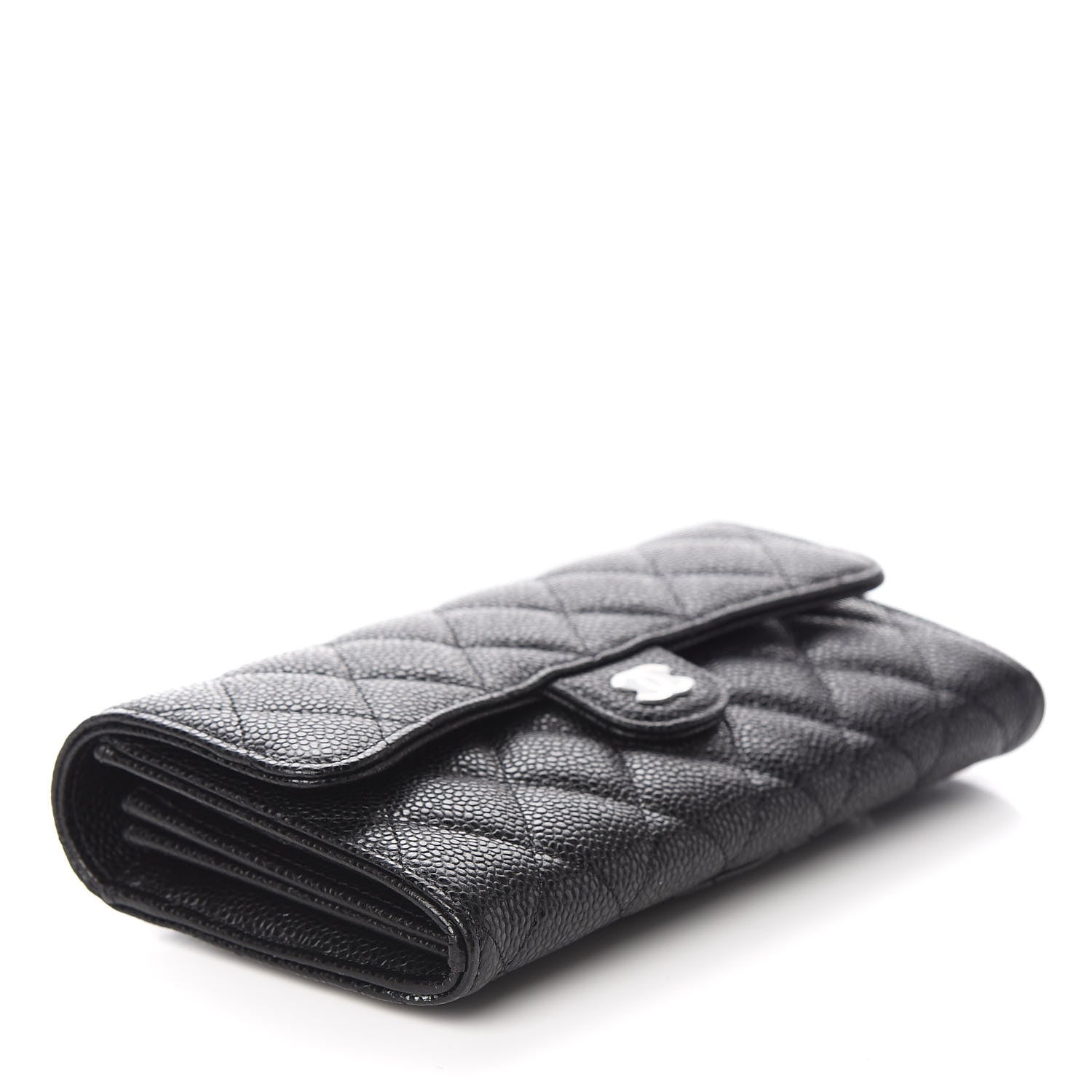 Chanel Caviar Quilted Large Gusset Flap Wallet Black 3 of 11
