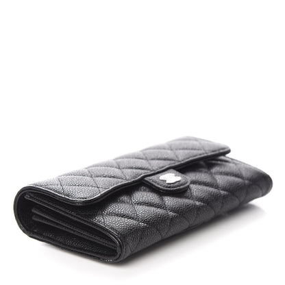 Chanel Caviar Quilted Large Gusset Flap Wallet Black 3 of 11