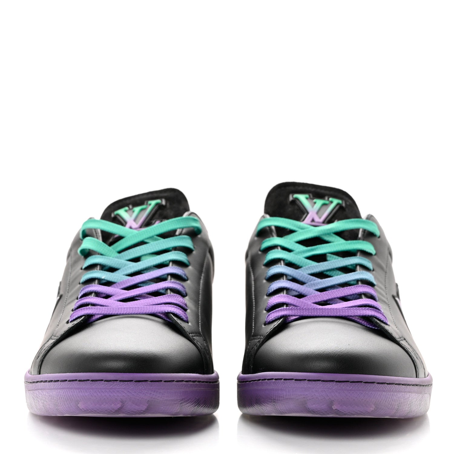 Louis Vuitton Calfskin Luxembourg Samothrace Sneakers 9 Black Purple Green 2 of 8