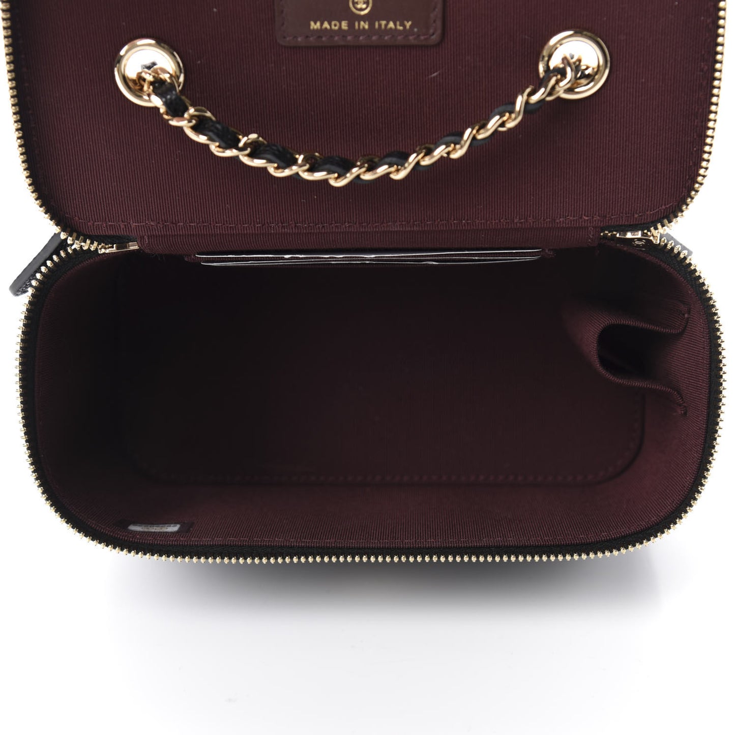 Caviar Quilted Small Vanity Case With Chain Black