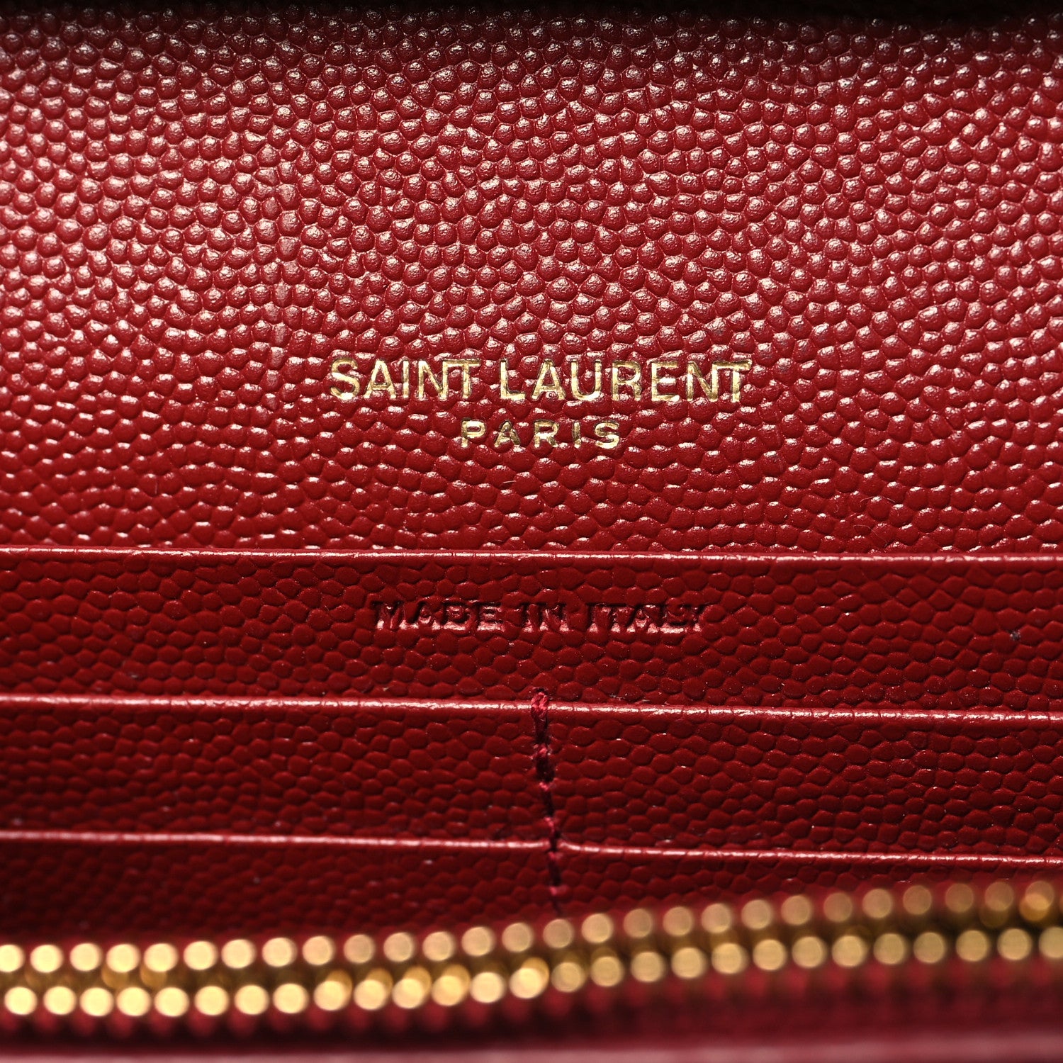 Saint Laurent Grain De Poudre Matelasse Chevron Monogram Chain Wallet Opyum Red 7 of 10