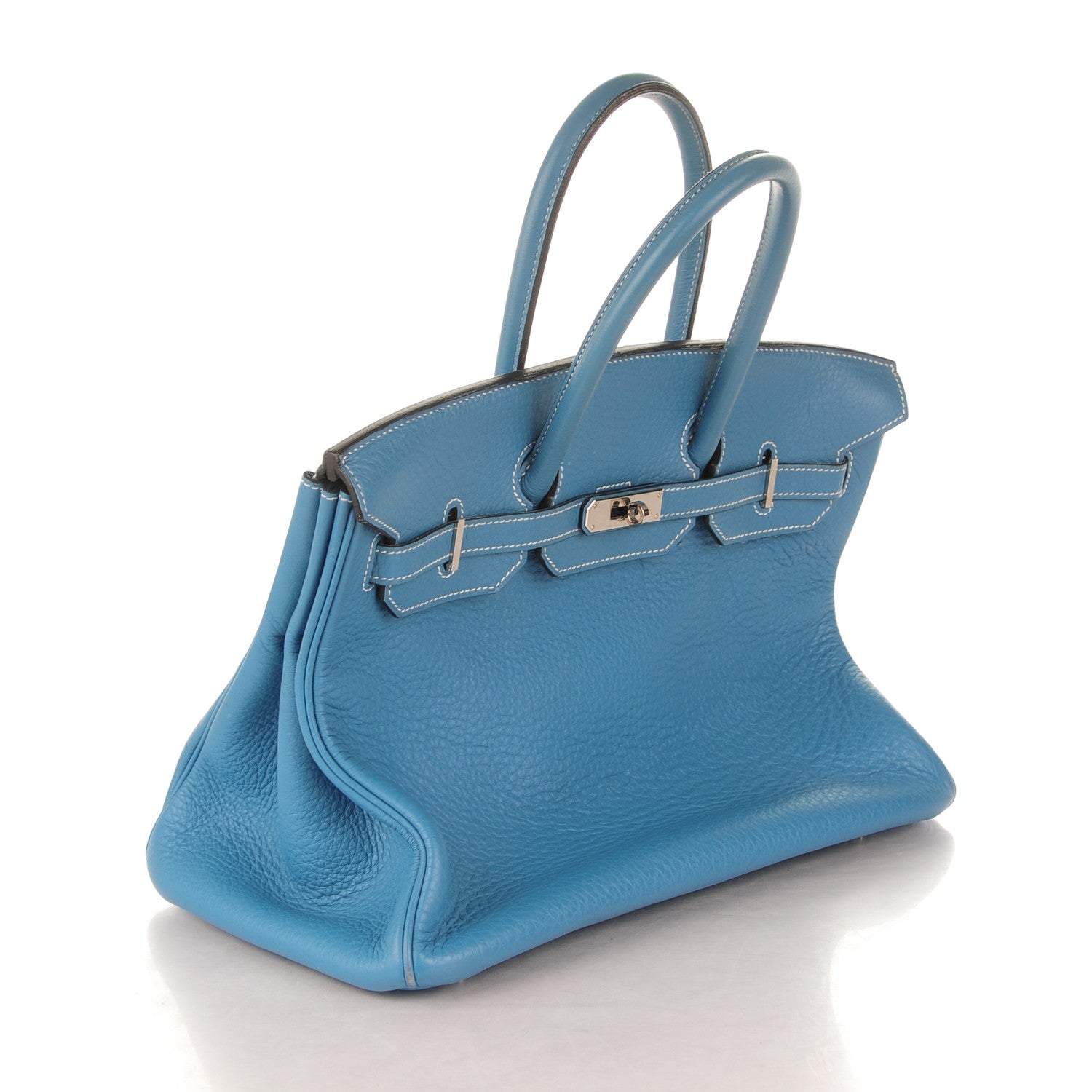 Hermes Taurillon Clemence Birkin 35 Blue Jean 23 of 33
