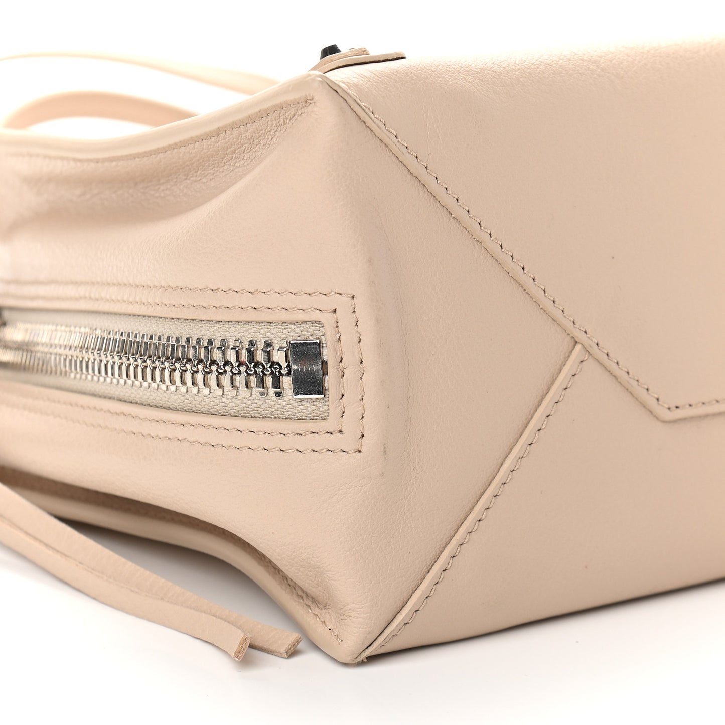 Grained Calfskin Papier Mini A4 Zip Around Tote Light Beige