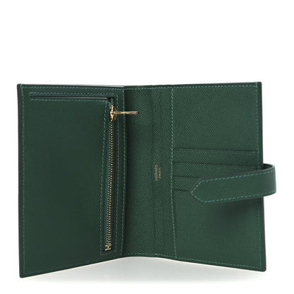 Hermes Madame Calfskin Bearn Compact Wallet Vert Moyen 5 of 9