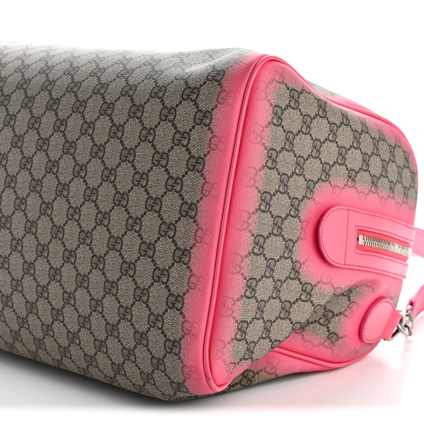 GG Supreme Monogram Textured Dollar Calfskin Airbrushed Medium Savoy Duffle Bag Pink Beige