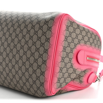 Gucci GG Supreme Monogram Textured Dollar Calfskin Airbrushed Medium Savoy Duffle Bag Pink Beige 9 of 9