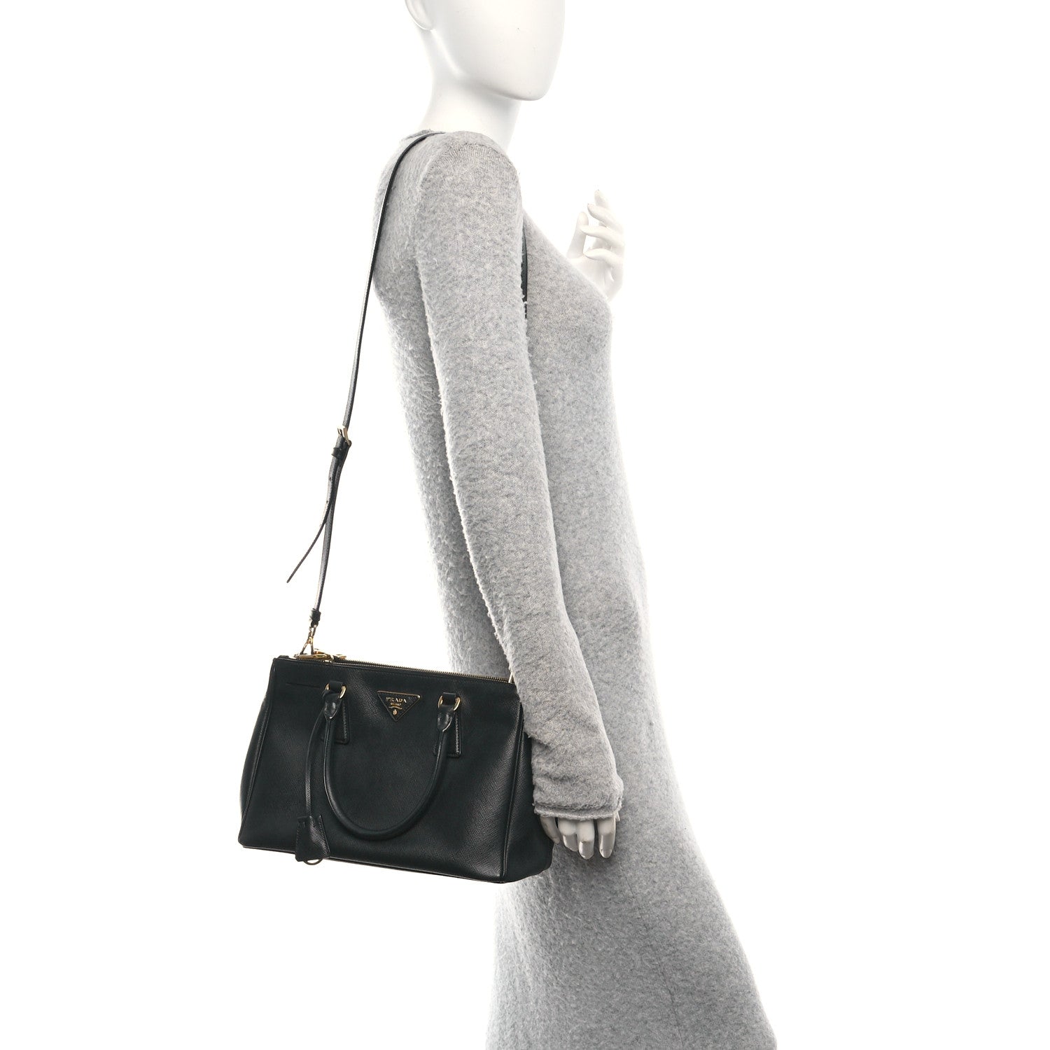 Prada Saffiano Small Galleria Double Zip Tote Black 2 of 9