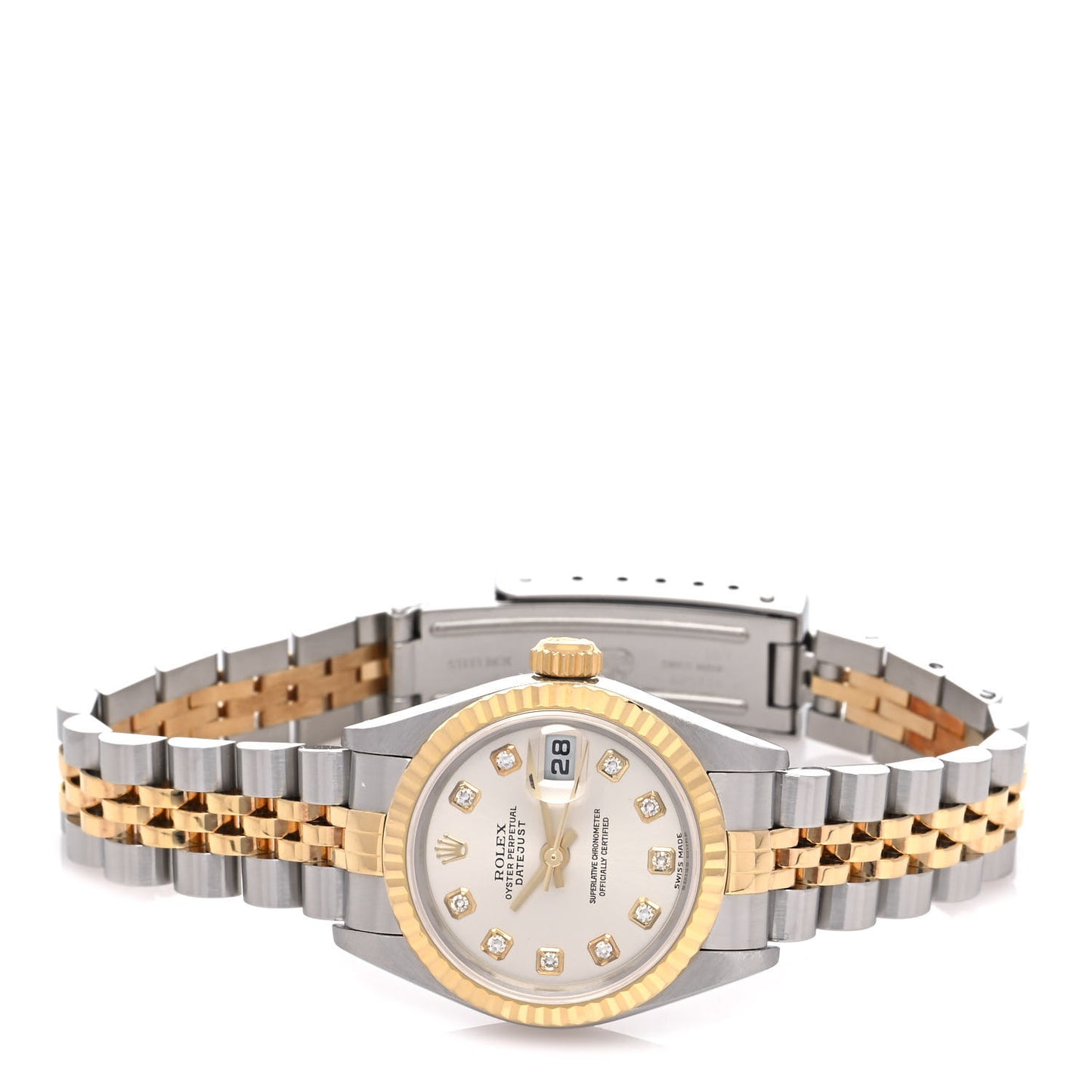 Stainless Steel 18K Yellow Gold Diamond 26mm Oyster Perpetual Datejust Watch White 79173