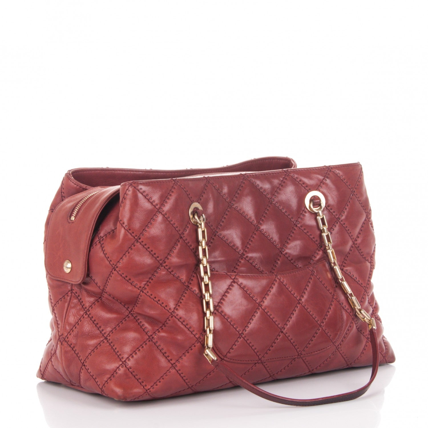 Chanel Calfskin Quilted Medium Retro Chain Tote Red 3 of 9