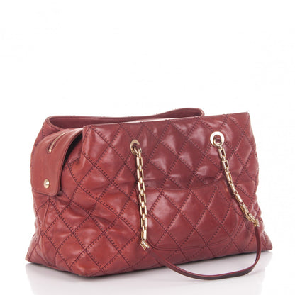 Chanel Calfskin Quilted Medium Retro Chain Tote Red 3 of 9