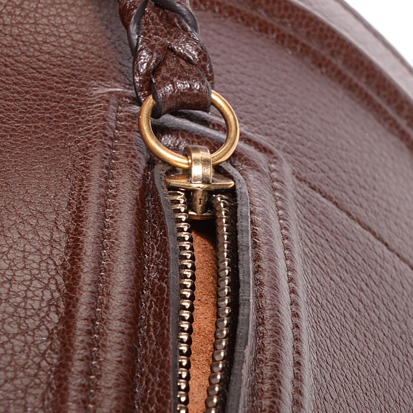 Shiny Grained Calfskin Medium Phantom Luggage Brown