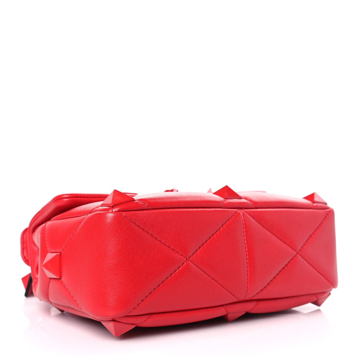 Valentino Garavani Nappa Enamel Monochrome Medium Roman Stud Shoulder Bag Rouge Pur 4 of 8