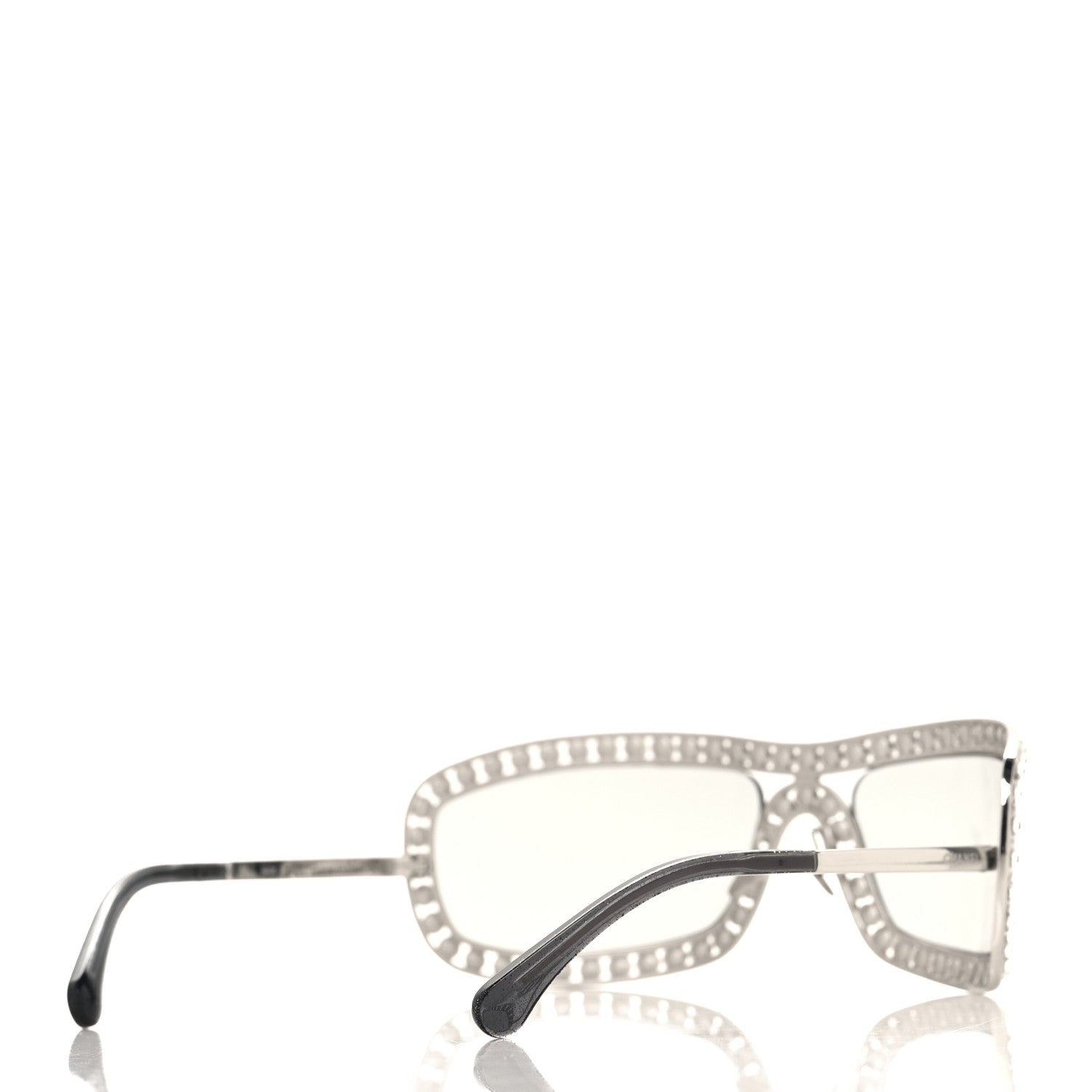 Chanel Metal Crystal Rectangular Sunglasses 71558 Silver 4 of 7