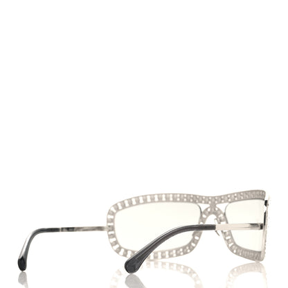 Chanel Metal Crystal Rectangular Sunglasses 71558 Silver 4 of 7