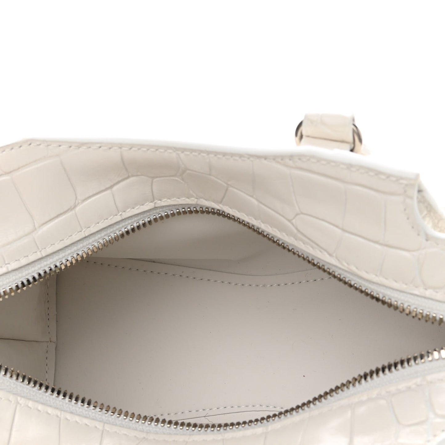 Extra Supple Calfskin Crocodile Embossed Neo Classic Silver Hardware Mini City White