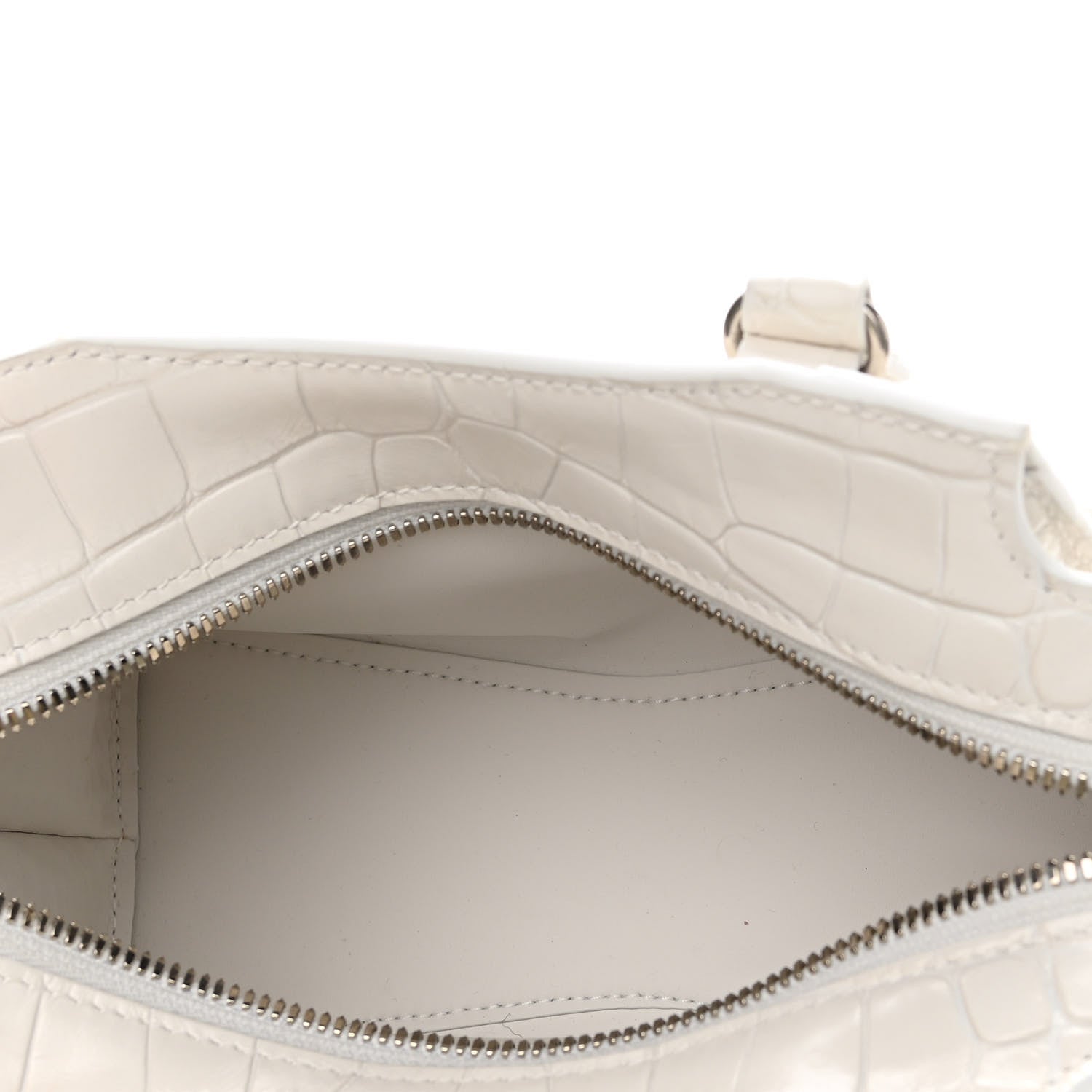 Balenciaga Extra Supple Calfskin Crocodile Embossed Neo Classic Silver Hardware Mini City White 5 of 11