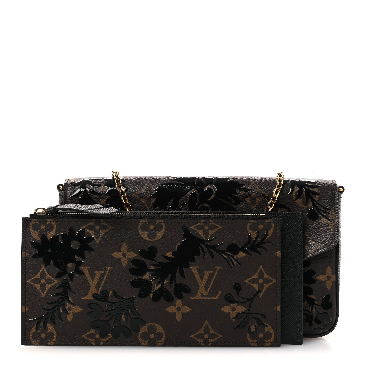 Monogram Blossom Pochette Felicie Chain Wallet Black