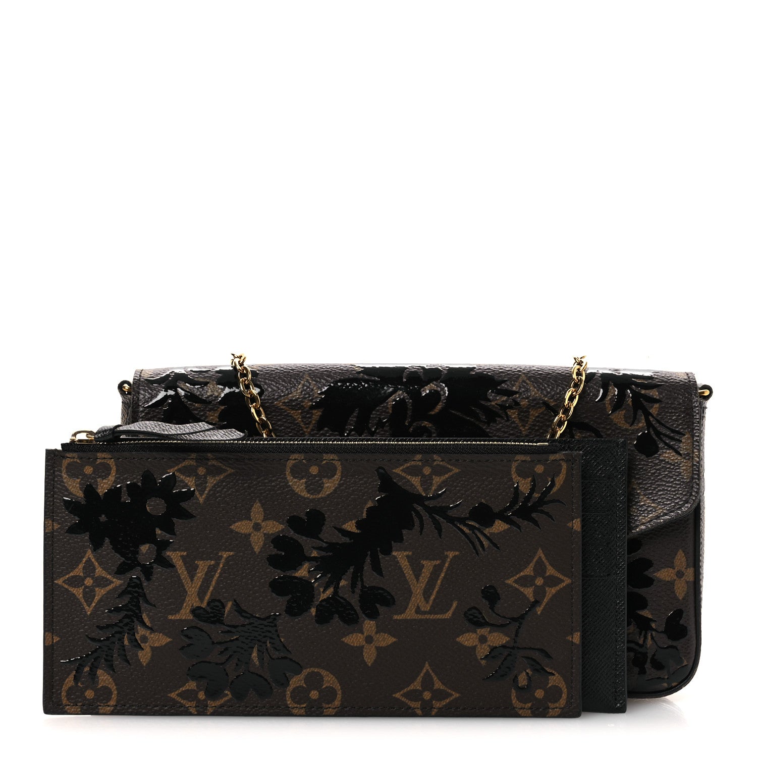 Louis Vuitton Monogram Blossom Pochette Felicie Chain Wallet Black 3 of 14