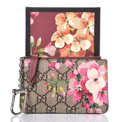 Gucci GG Supreme Monogram Blooms Key Ring Coin Case Beige Multicolor Dry Rose 9 of 9