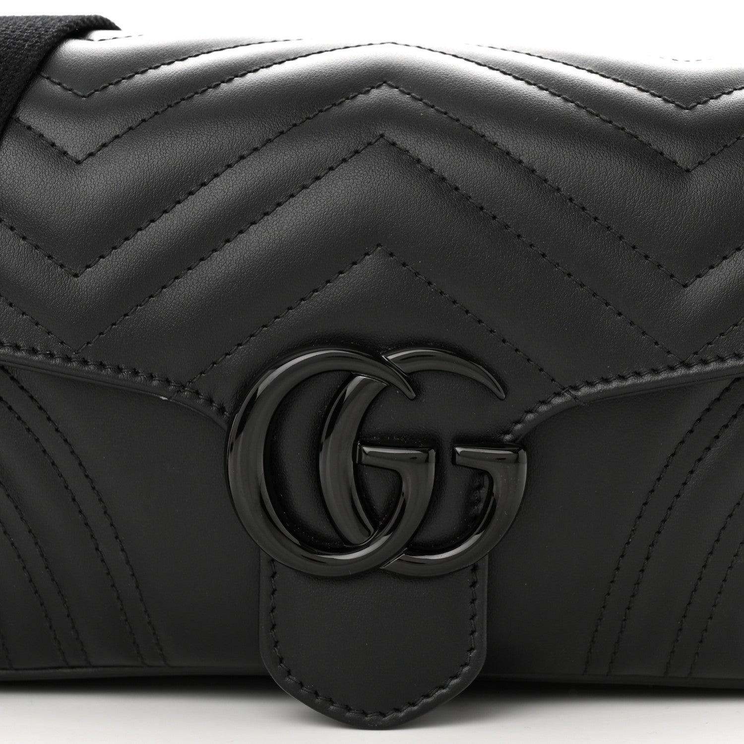 Gucci Calfskin Matelasse Monochrome GG Marmont Crossbody Shoulder Bag Black 8 of 12