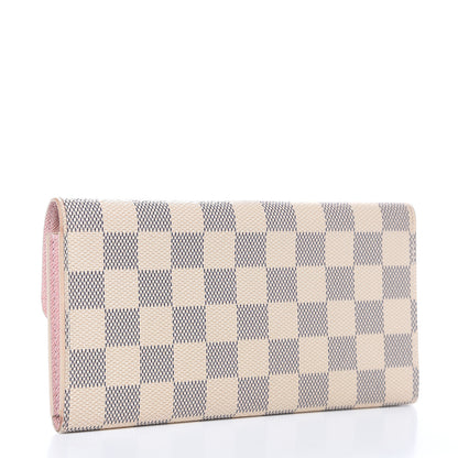 Louis Vuitton Damier Azur Emilie Wallet Rose Ballerine 3 of 11