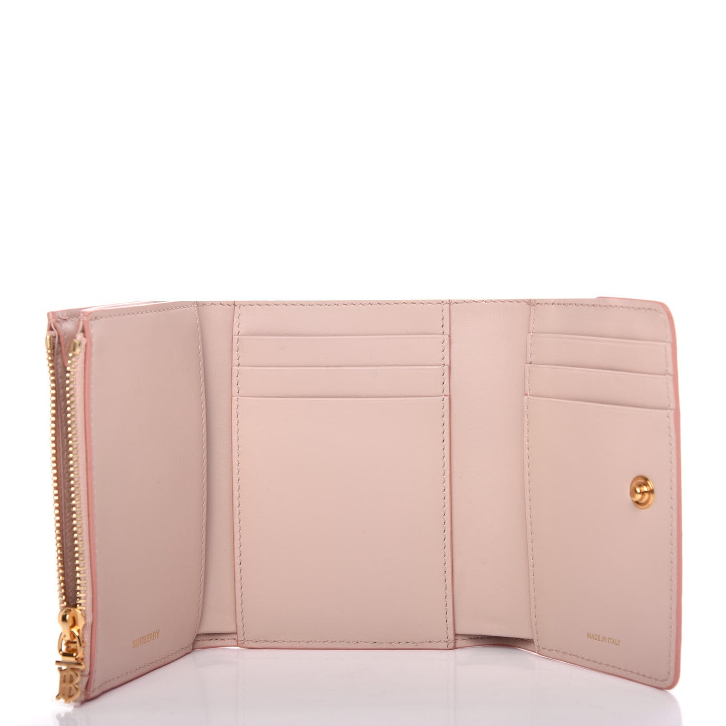 Calfskin Embossed Monogram Tri-Fold Compact Wallet Pink